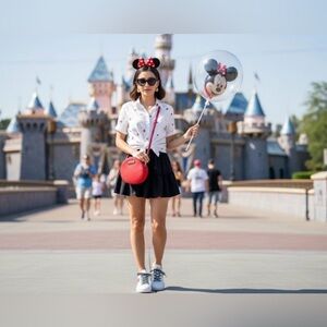 GroundUp Minnie Mouse Tennis Shoes 11 Womens White Lace Up Disney Low Top Court